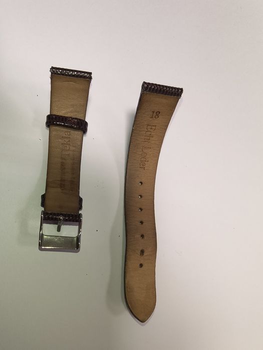 Brązowy pasek z fakturą 18 mm skórzany do zegarka