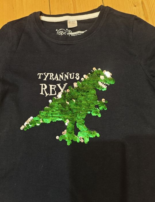 Детский лонгслив Bonprix с пайетками, динозавр 104-110 см