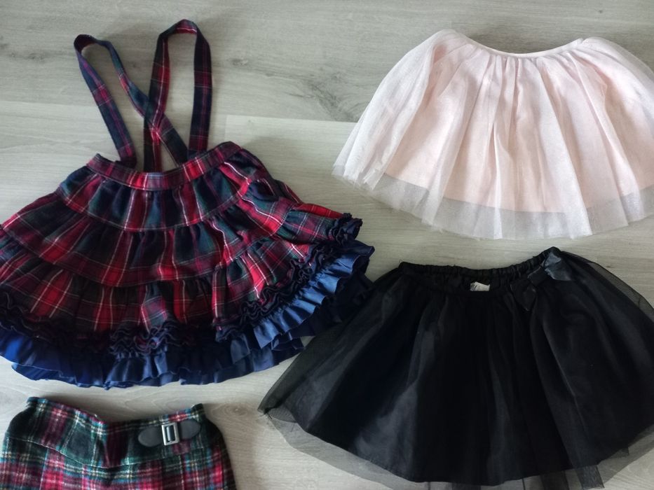 Spódniczki 110 zestaw kratka H&m Tu tiul
