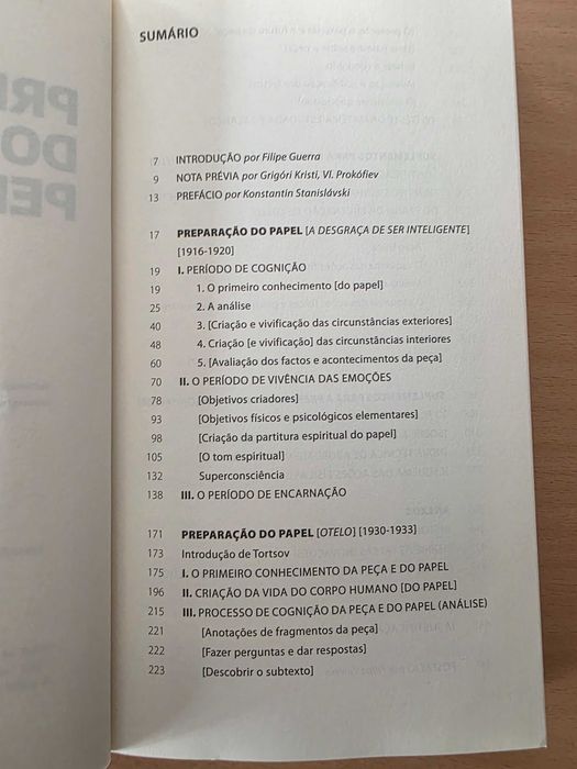 Livro "Preparação do Papel pelo Ator" de Konstantin Stanislávski