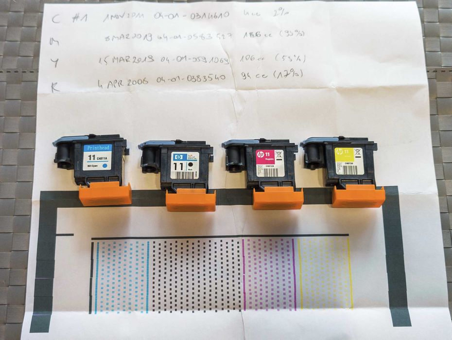 Głowice HP 11 używane przetestowane DesignJet OfficeJet Business InkJet