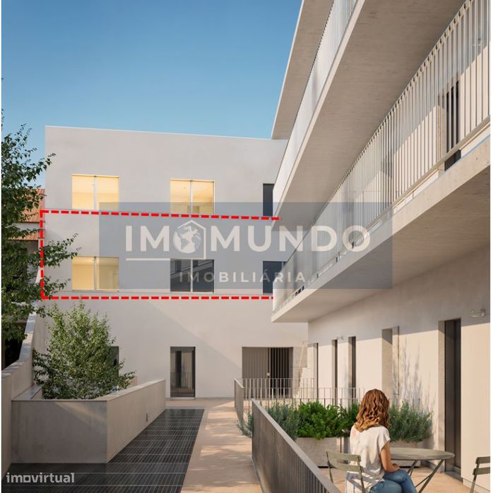 Moderno T2 com Vista para Jardim - Novo Condomínio Fechado Porto