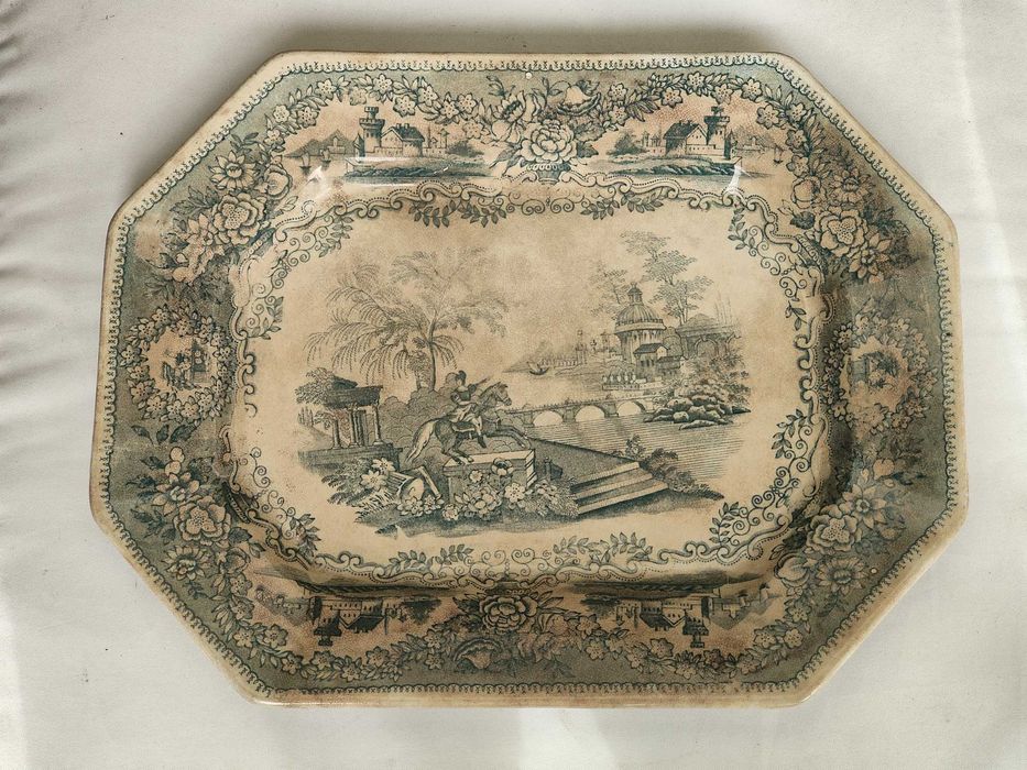 Travessa | Motivo Estátua | Verde | Real Fábrica de Sacavém | 1886