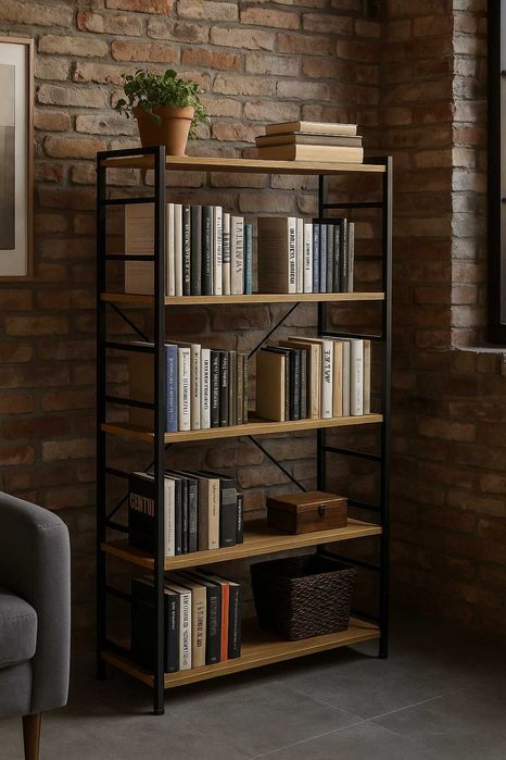 Nowy Regał na Książki Loftowy Metalowy Do Salonu Biura Pokoju Wysyłka
