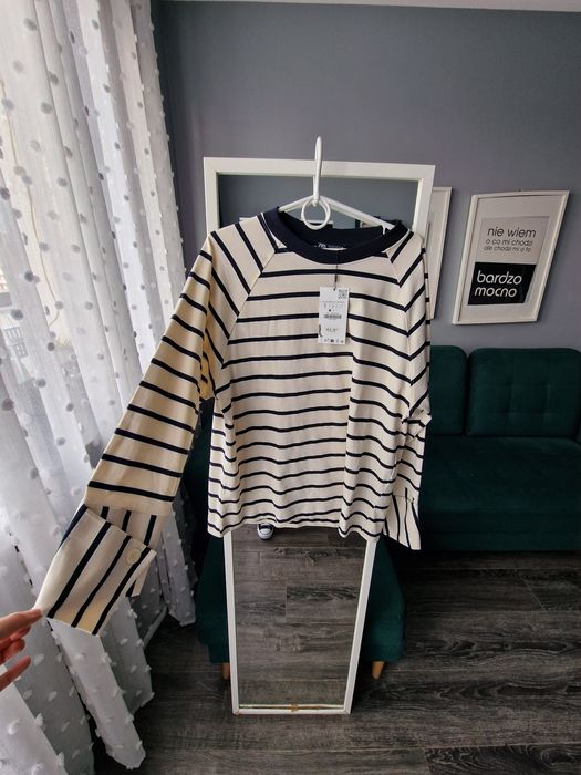 Zara bluza w paski z mankietami nowa oversize  cudo