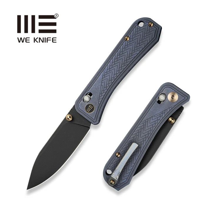 Nóż składany We Knife Bougie Banter Blue Titanium, Black Stonewashed
