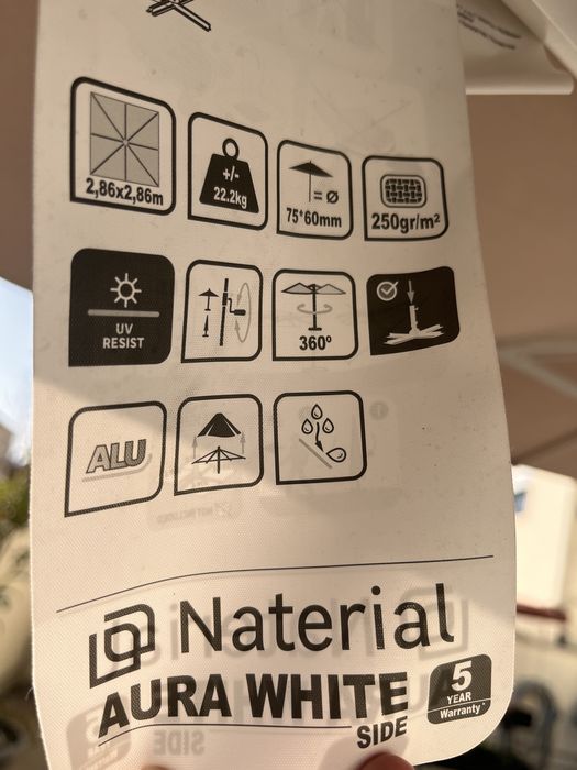 Chapéu de sol, como novo, inclui capa protectora