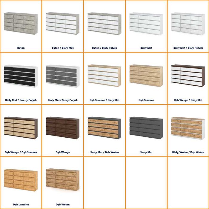 Komoda Pod Telewizor Do Salonu Hugo 180cm Szafka Nowoczesna 12 Szuflad