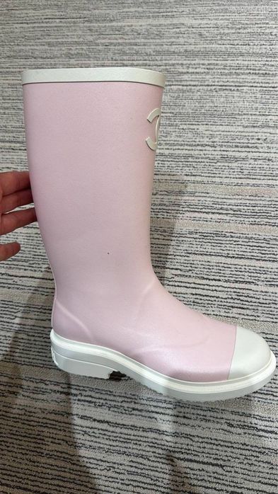 Сапоги резиновые розовые Chanel Шанель 38,39