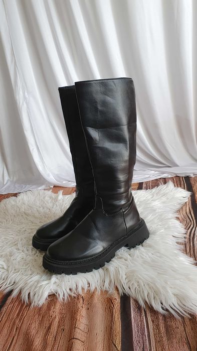 Kozaki Czarne Eko Skóra Obcas 41