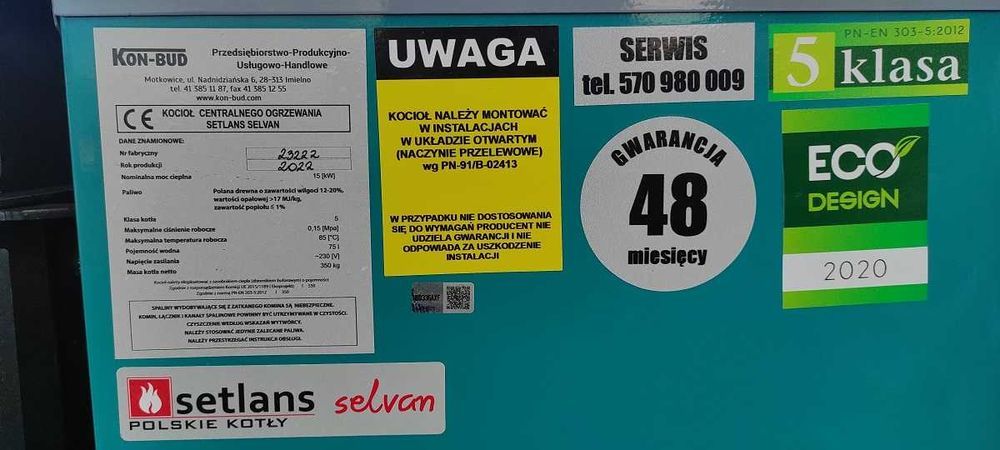 Kocioł / piec SETLANS SELVAN 15kW 5 klasa