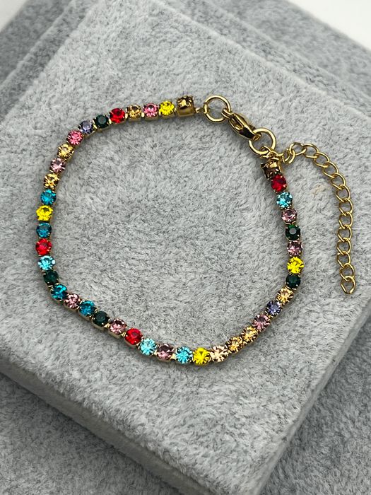 Pulseira Riviera Multicolor Aço Inoxidável Banho Ouro 18k | 3mm