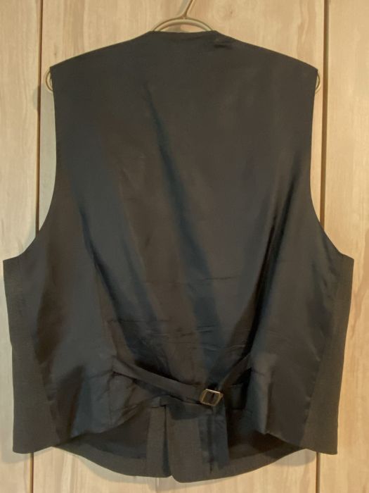 Czarna wełna wool 54 XL Męska kamizelka  elegancka Vintage