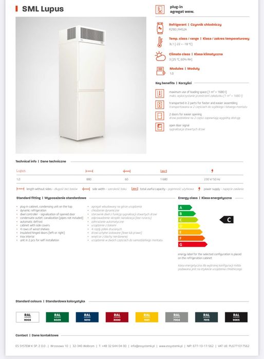 Szafa chłodnicza/ mróznicza  ES System K SML LUPUS