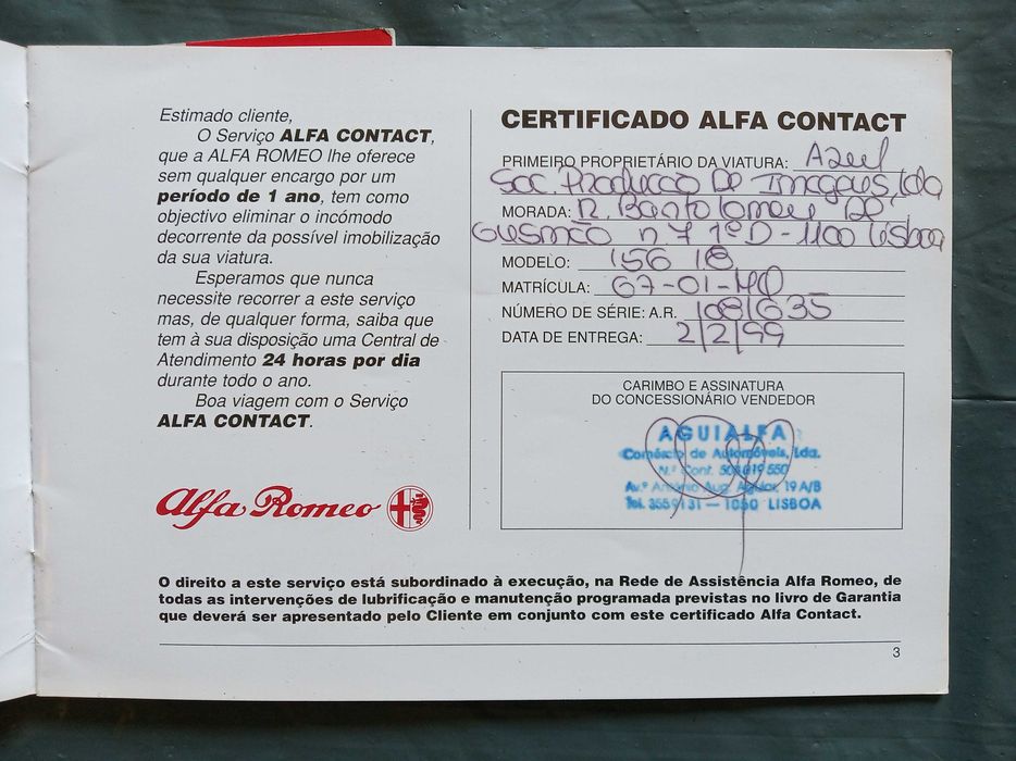 Alfa Romeo 156 1.8 16V Twin Spark Pack Sport 1 | 144 cv | Restauro Alfistas | Histórico Azul SPI e Revisões - 1999