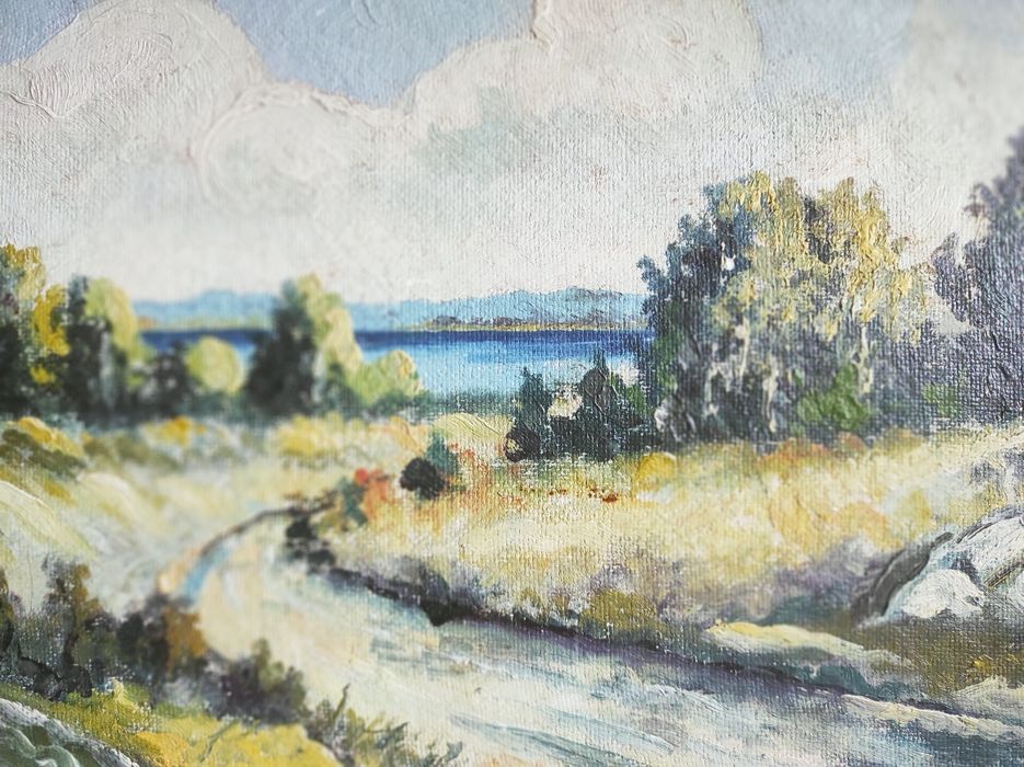 Piękny obraz olejny bez ramy Sygnowany