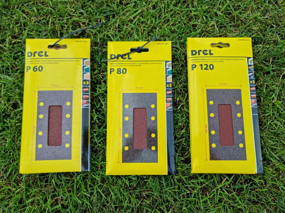Papier ścierny marki Drel P60, P80, P120 NOWE -15 szt.