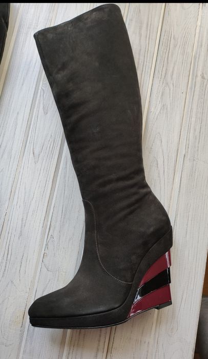 Сапоги на танкетці, натуральна замша 37р