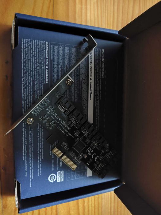 SilverStone ECS06 ASM1166 6x SATA PCIe контроллер для NAS / Unraid / Proxmox / TrueNAS