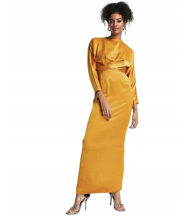 OKAZJA asos taliowana długa maxi sukienka wesele komunia 42 xl 40 l m