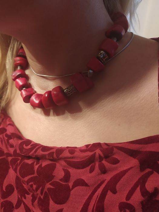 Naszyjnik Vintage srebro plus koral