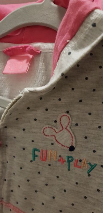 Bluza COOL CLUB 86 Smyk jesień kaptur zamek kieszenie szara kropki