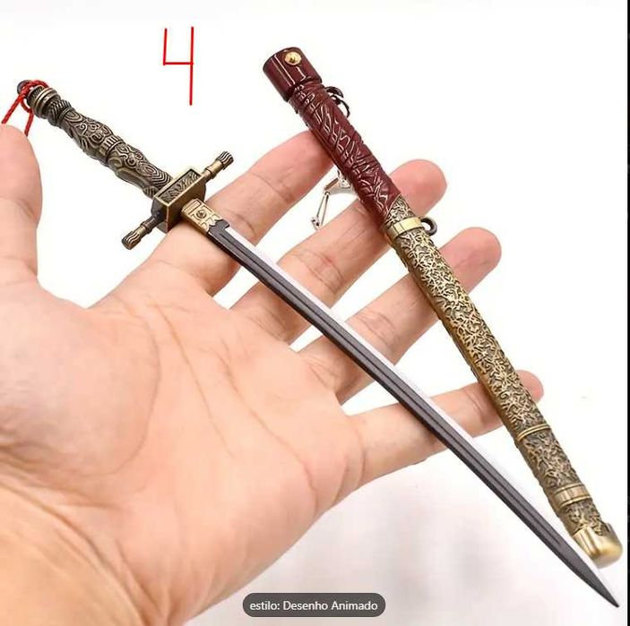 Mini Katanas de decoração/chaveiros de Metal (23-25CM)