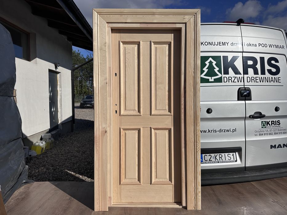 Drzwi zewnętrzne lite drewniane na wymiar Cała Polska NIETYPOWE SOSNA