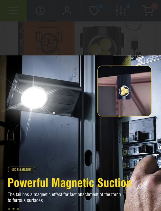 Фонарь наключный Boruit V7,яркость 1100LM,магнит,защита от воды IPX5