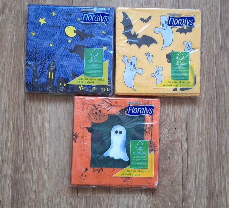 Komplet ozdobnych serwetek Halloween do DIY decoupage 3 x 30 serwetek