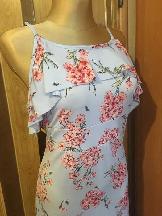 Błękitna sukienka wakacje wczasy wesele 42 44