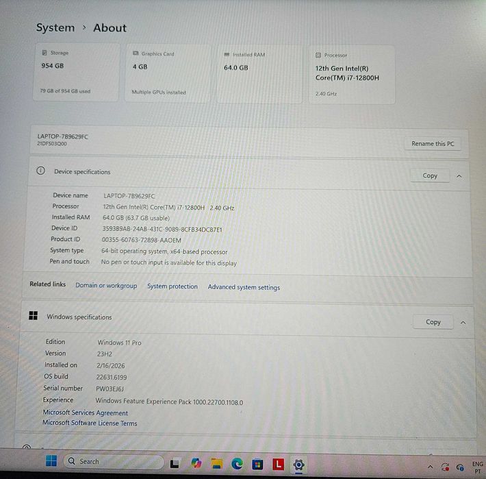 ThinkPad X1 Carbon Extreme – 64GB RAM – i7 12ª Gen + Rato