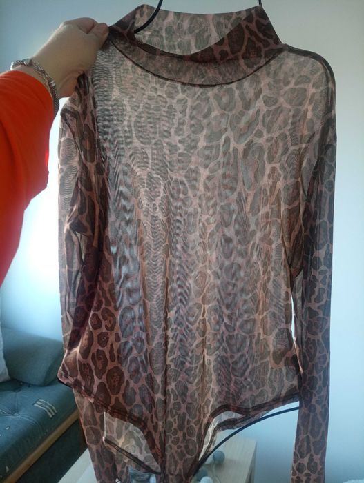 Prześwitujące body w panterkę,XL