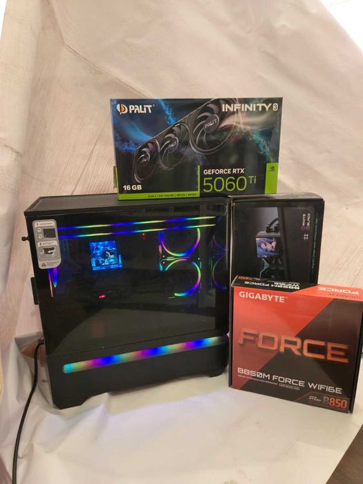 R9 7900 B850 Rtx 5060ti 16gb i 32GB ramach Komputer Asus Prime ssd m.2 1tb AIO LCD