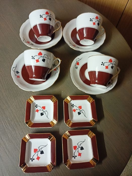 Porcelanowy komplet do kawy z serii brydż Ćmielów