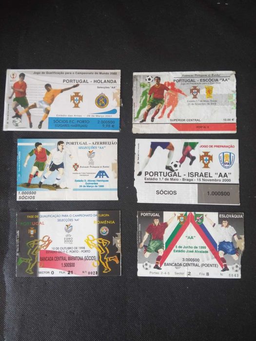 Bilhetes Antigos Futebol da Seleção Nacional.
