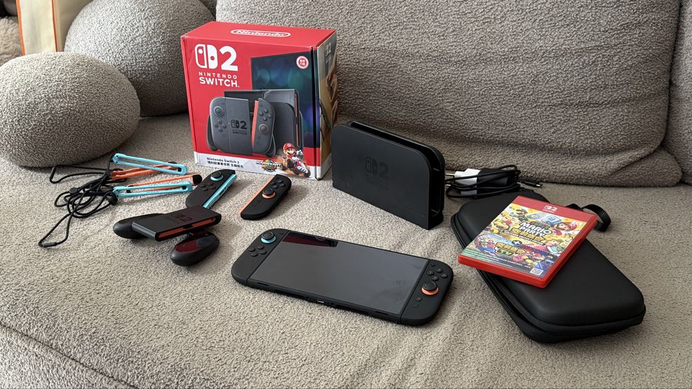 Nintendo Switch 2 (Stan Idealny) – Mega Zestaw 4 Pady + Super Mario Party Jamboree + Etui
