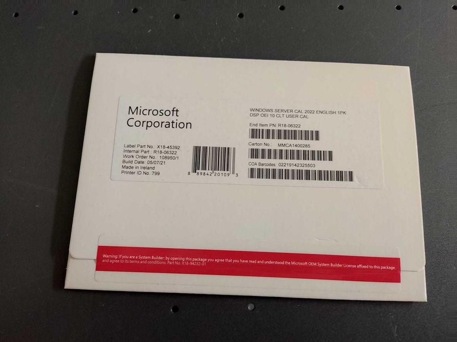 Windows Server CAL 2025 Eng DSP OEI 10 Clt User CAL - Nowa, F.VAT-23%