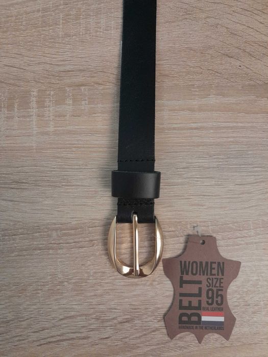 Nowy pasek damski z Holandii/ Fancy Style/czarny/95 cm/ klamra złota