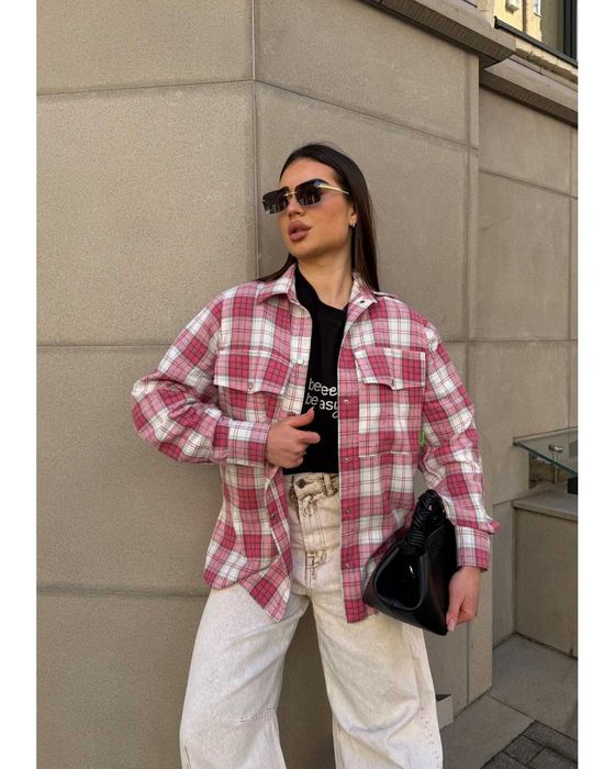 Koszula flanelowa damska w kratę oversize XS/S/M HIT 2026