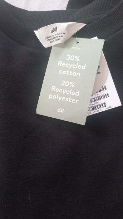 H&M nowa czarna bluza młodzież 170 cm