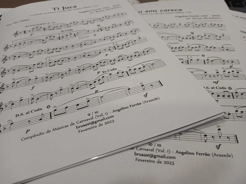 Partituras Carnaval – Saxofone, Guitarra e Voz