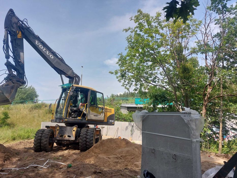 usługi koparką kołową, wykopy niwelacje, obsługa budowy, roboty ziemne