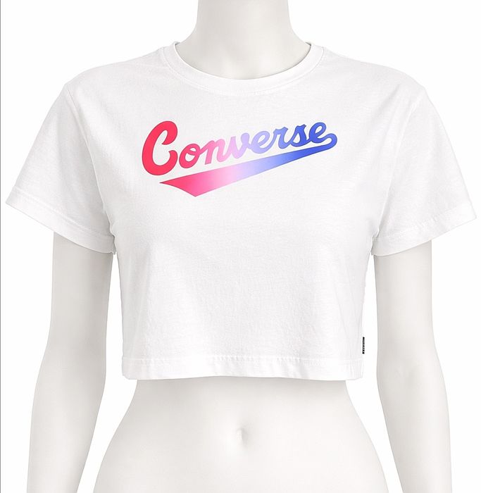 Футболка Converse кроп-топ, кроп-футболка жіноча, S-XS, біла подарунок
