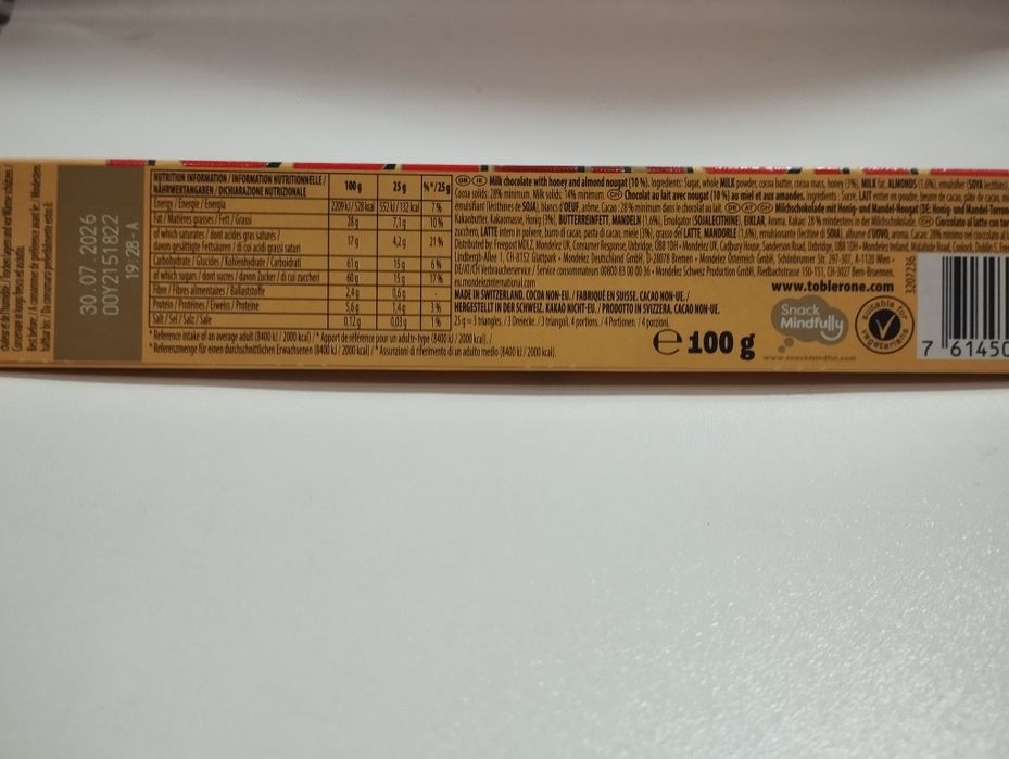 Toblerone czekolada mleczna 100 g