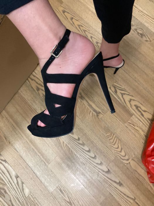 Czarne szpilki sandałki na szpilce Mango 38 sylwester seksowne