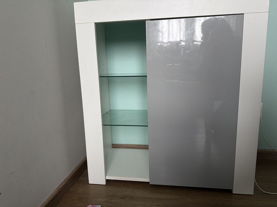 Komoda bialy mat+ szary polysk + LEDY