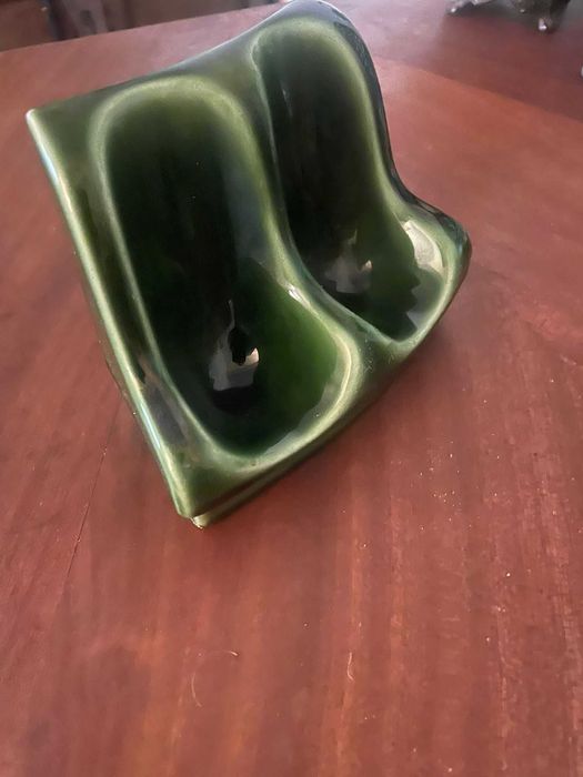Suporte duplo para cachimbo em cerâmica modernista SECLA