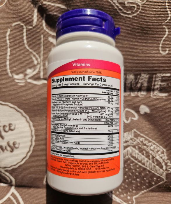 Now Foods В копмлекс вітаміни групи В Б коензим в-комплекс 60 капсул
