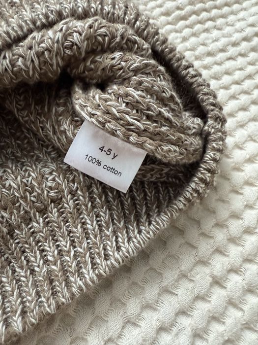 jak NOWY Lille Bawełniany Sweter  Melange Off White/Taupe 4/5 lat
